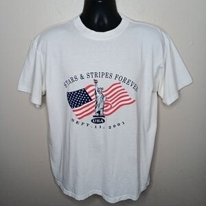 Vintage Y2K Stars & Stripes Forever September 11  9-11 Large T-shirt Tee Oneita